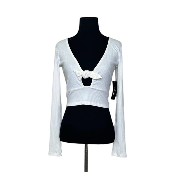 Lulus creamy white long sleeves ribbed crop top size XS - Picture 10 of 10